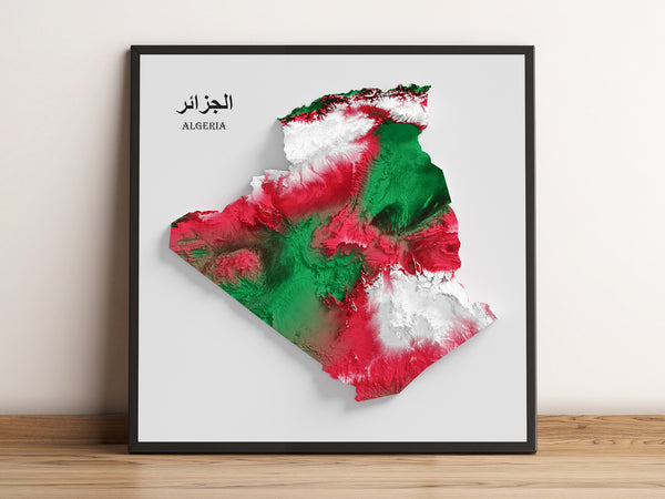Algeria Shaded Relief Colourized (Official Colours)