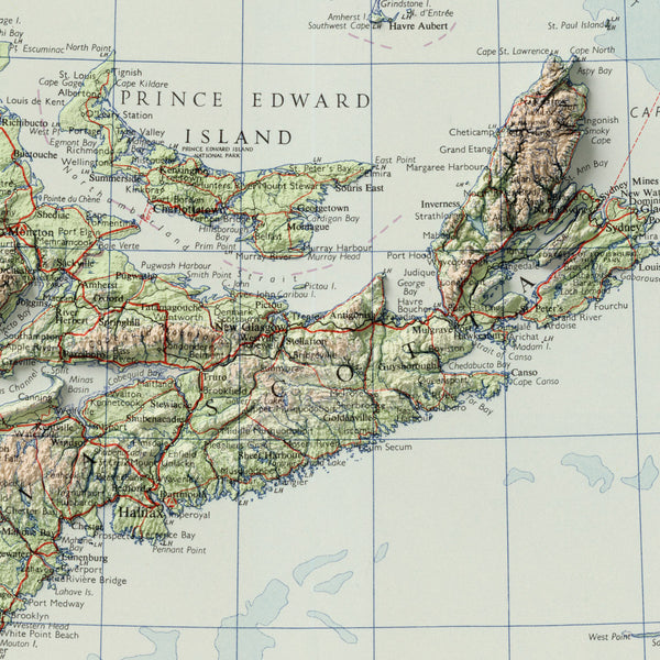 Atlantic Canada Topographic Map c. 1956