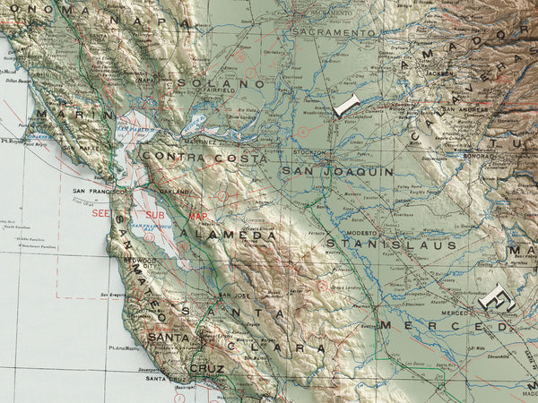 California and Nevada Vintage Topographic Map