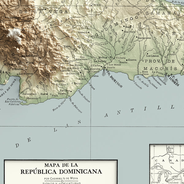 Dominican Republic Vintage Topographic Map (c.1910)