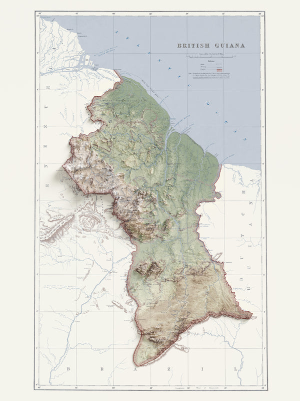 Guyana Vintage Topographic Map