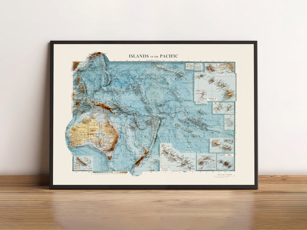 Islands of the Pacific Vintage Topographic Map (c.1953)