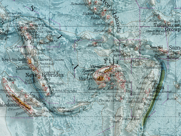 Islands of the Pacific Vintage Topographic Map (c.1953)