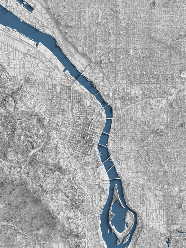 Portland Oregon Lidar Shaded Relief