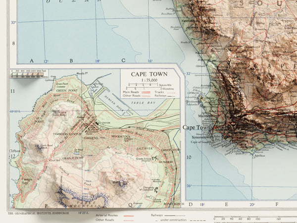 Vintage Topographic Map of South Africa (c.1955)
