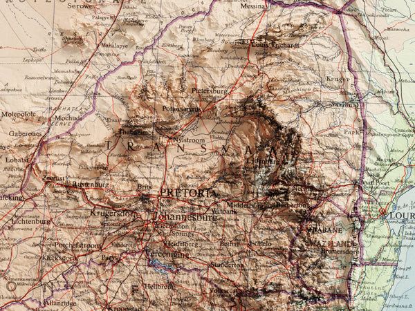 Vintage Topographic Map of South Africa (c.1955)
