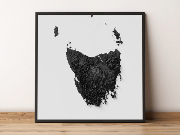 Tasmania Shaded Relief Map