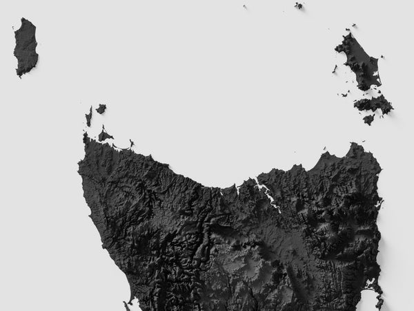 Tasmania Shaded Relief Map