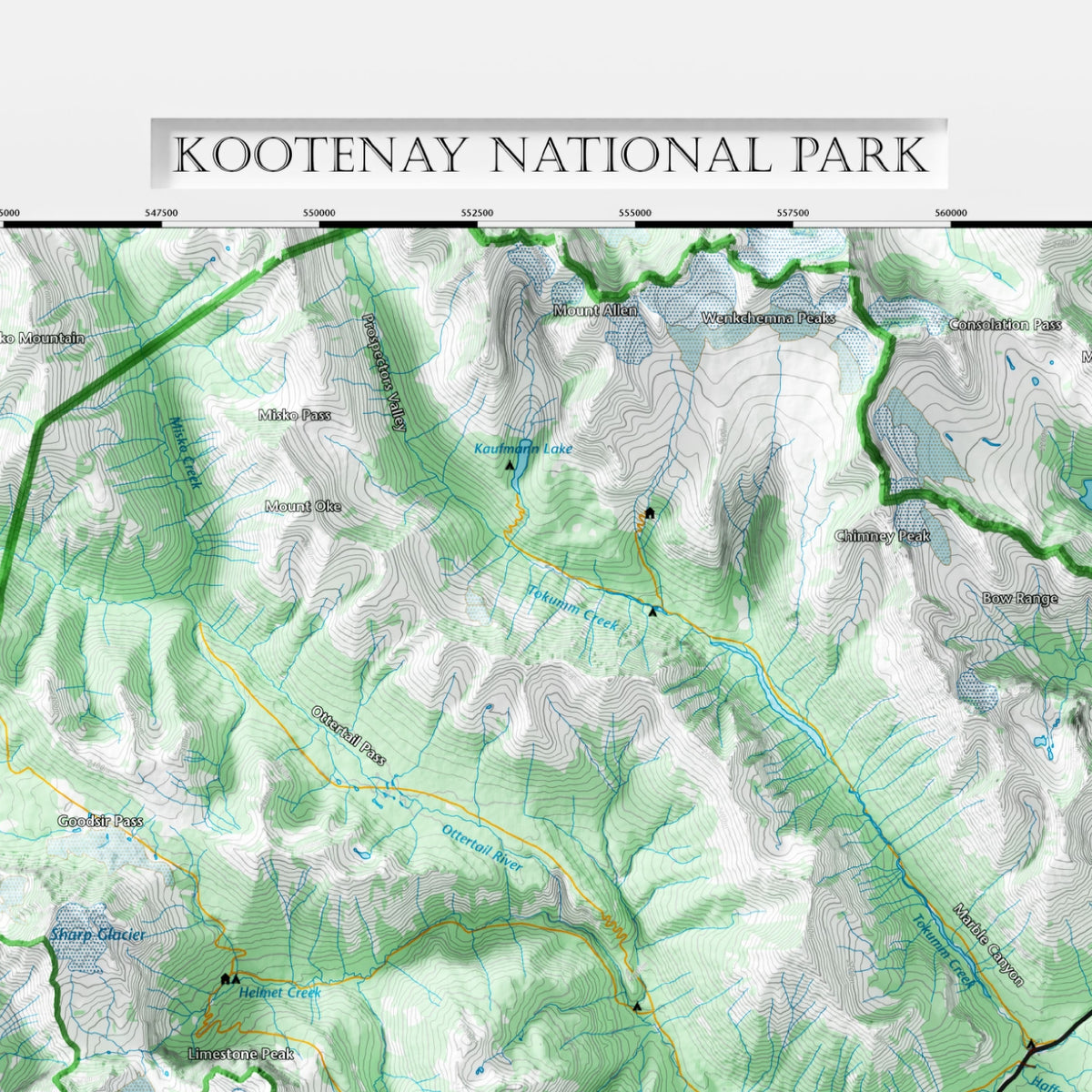Custom Rockwall, Kootenay National Park Topographic Map