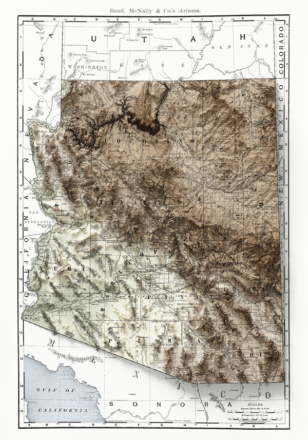 Arizona Vintage Topographic Map (c.1895)