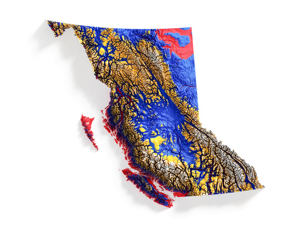 British Columbia Shaded Relief Colourized (Provincial Colours)