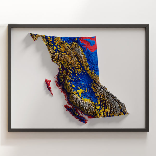 British Columbia Shaded Relief Colourized (Provincial Colours)