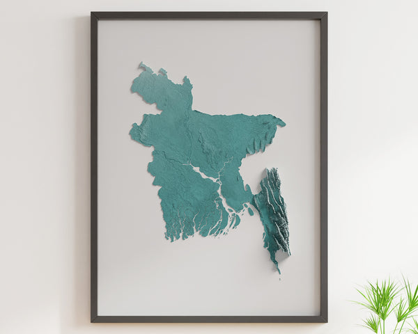 Bangladesh Shaded Relief Map
