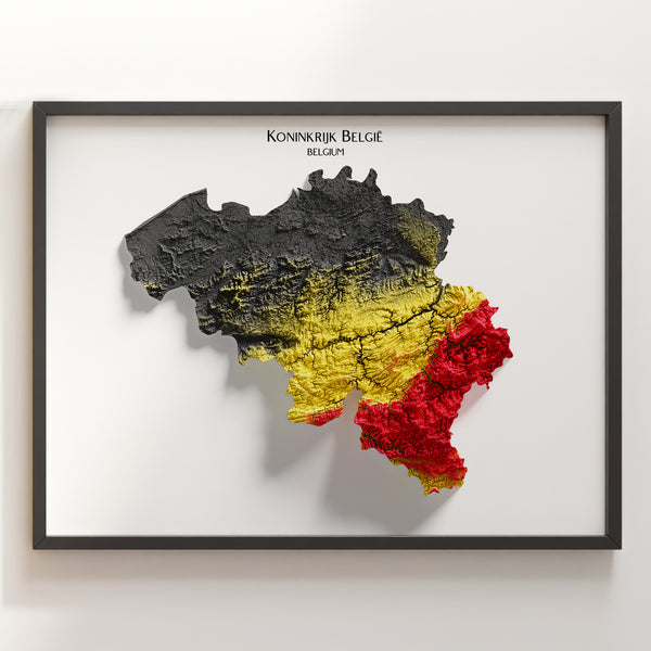 Belgium Shaded Relief Colourized (Official Colours)