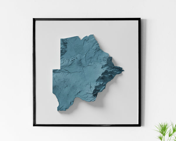 Botswana Shaded Relief Map