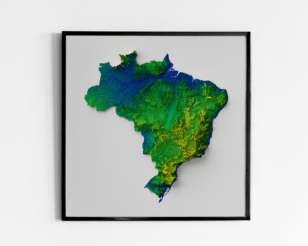 Brazil Shaded Relief Colourized (Flag Colours)