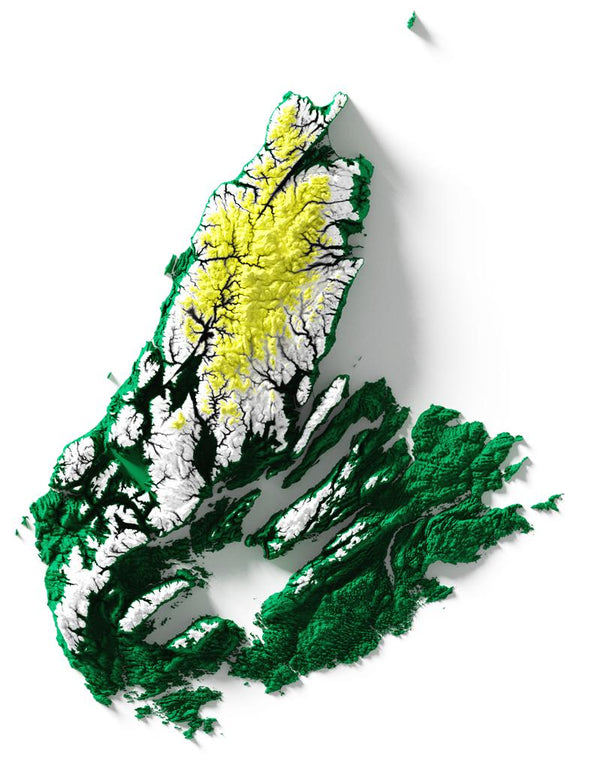 Cape Breton Island Shaded Relief Colourized (Flag Colours)