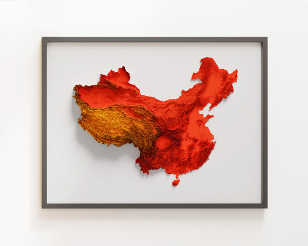 China Shaded Relief - Flag Colours