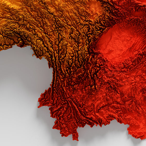 China Shaded Relief - Flag Colours
