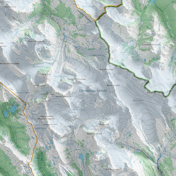 Columbia and Clemenceau Icefields Topographic Map