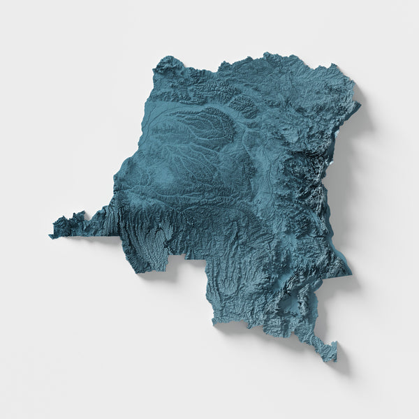 Democratic Republic of the Congo Shaded Relief Map