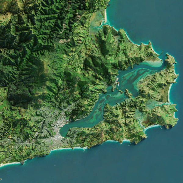 Dunedin, New Zealand Imagery Shaded Relief