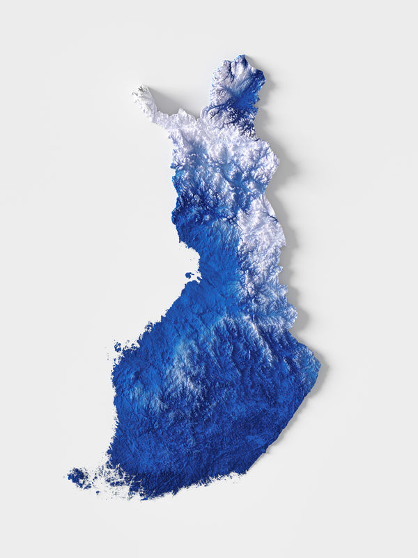 Finland Shaded Relief - Flag Colours