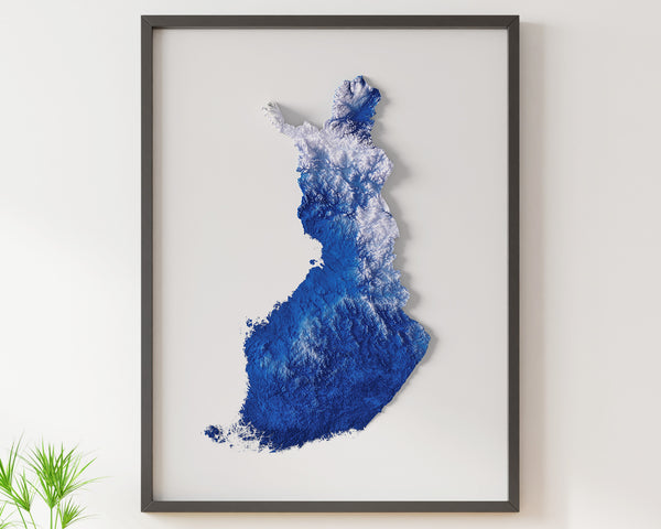 Finland Shaded Relief - Flag Colours