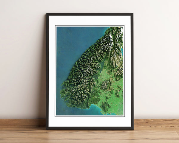 Fiordland, New Zealand Imagery Shaded Relief