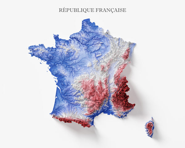 République Française (France) Shaded Relief