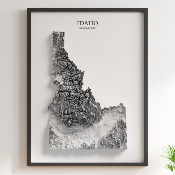 Idaho Shaded Relief (Black & White)