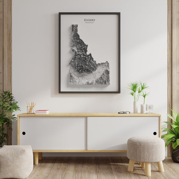 Idaho Shaded Relief (Black & White)
