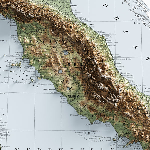 Italy Vintage Topographic Map (c.1891)