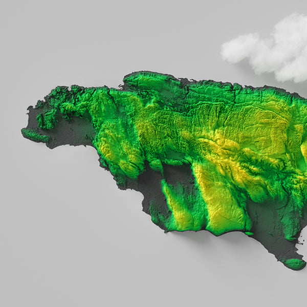 Jamaica Shaded Relief Colourized (Official Colours)