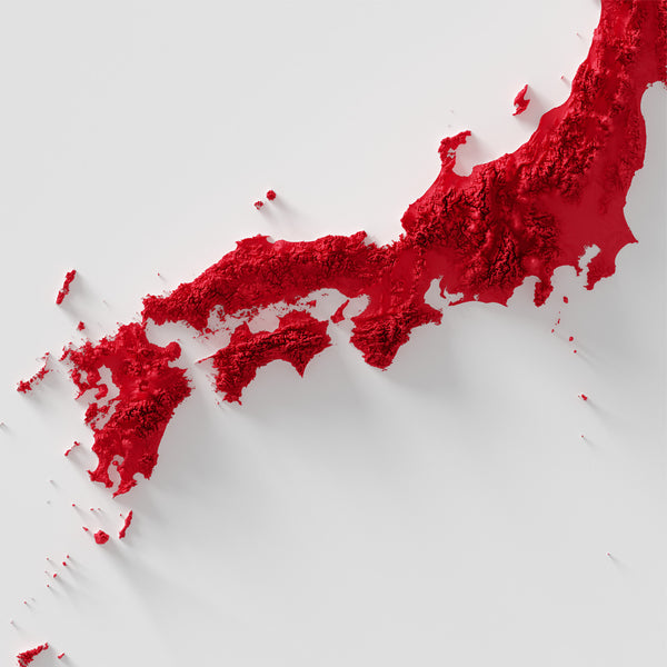 Japan Shaded Relief Colourized (Flag Colours)