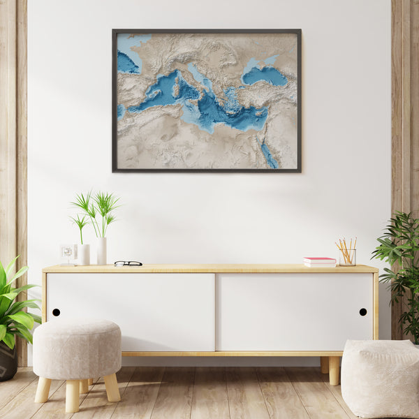 Mediterranean Sea Shaded Relief Map