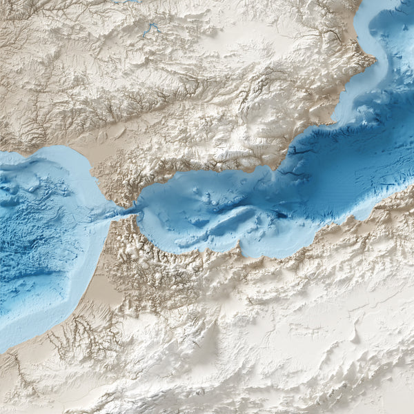 Mediterranean Sea Shaded Relief Map