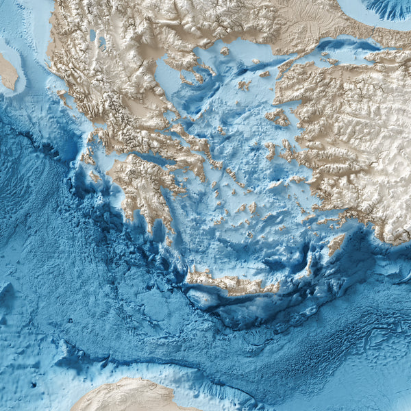 Mediterranean Sea Shaded Relief Map