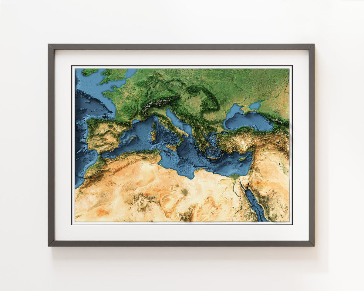 Mediterranean Sea Shaded Relief Map – Visual Wall Maps Studio