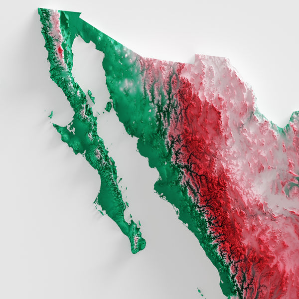 Mexico Shaded Relief Colourized (Official Colours)