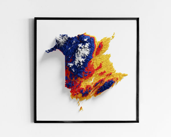 New Brunswick Shaded Relief Colourized (Provincial Colours)