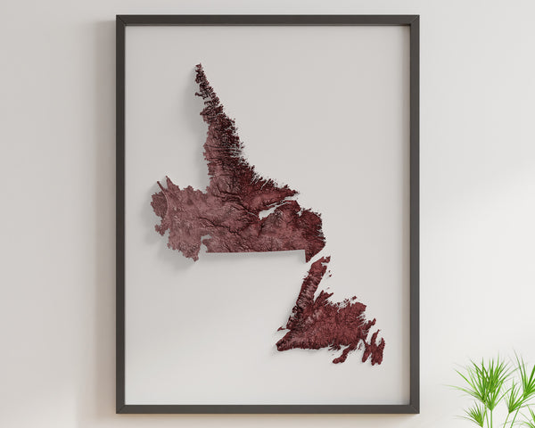 Newfoundland and Labrador Shaded Relief (5 Variations)