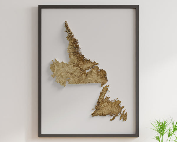 Newfoundland and Labrador Shaded Relief (5 Variations)