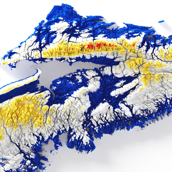 Nova Scotia Shaded Relief Colourized (Provincial Colours)