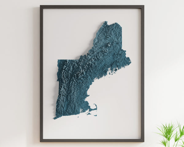 New England States Shaded Relief