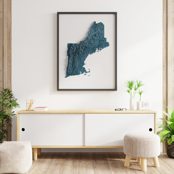 New England States Shaded Relief