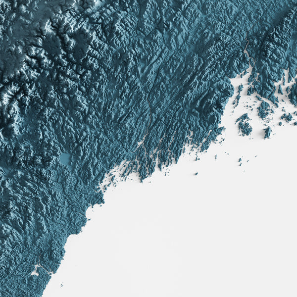 New England States Shaded Relief