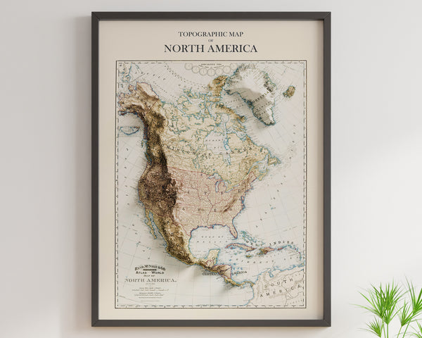 Topographic Map of North America (c.1892)