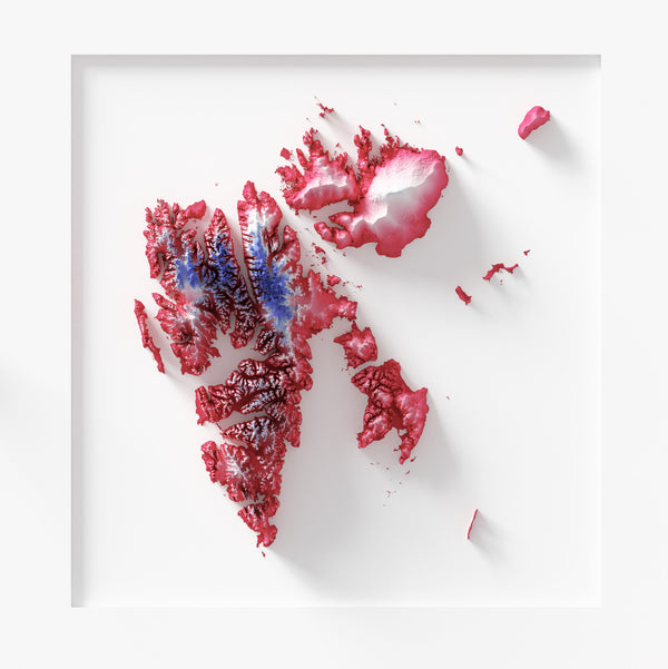 Norway Shaded Relief Colourized (Flag Colours)