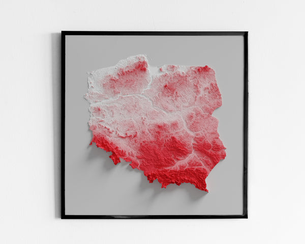 Poland Shaded Relief Colourized (Flag Colours)
